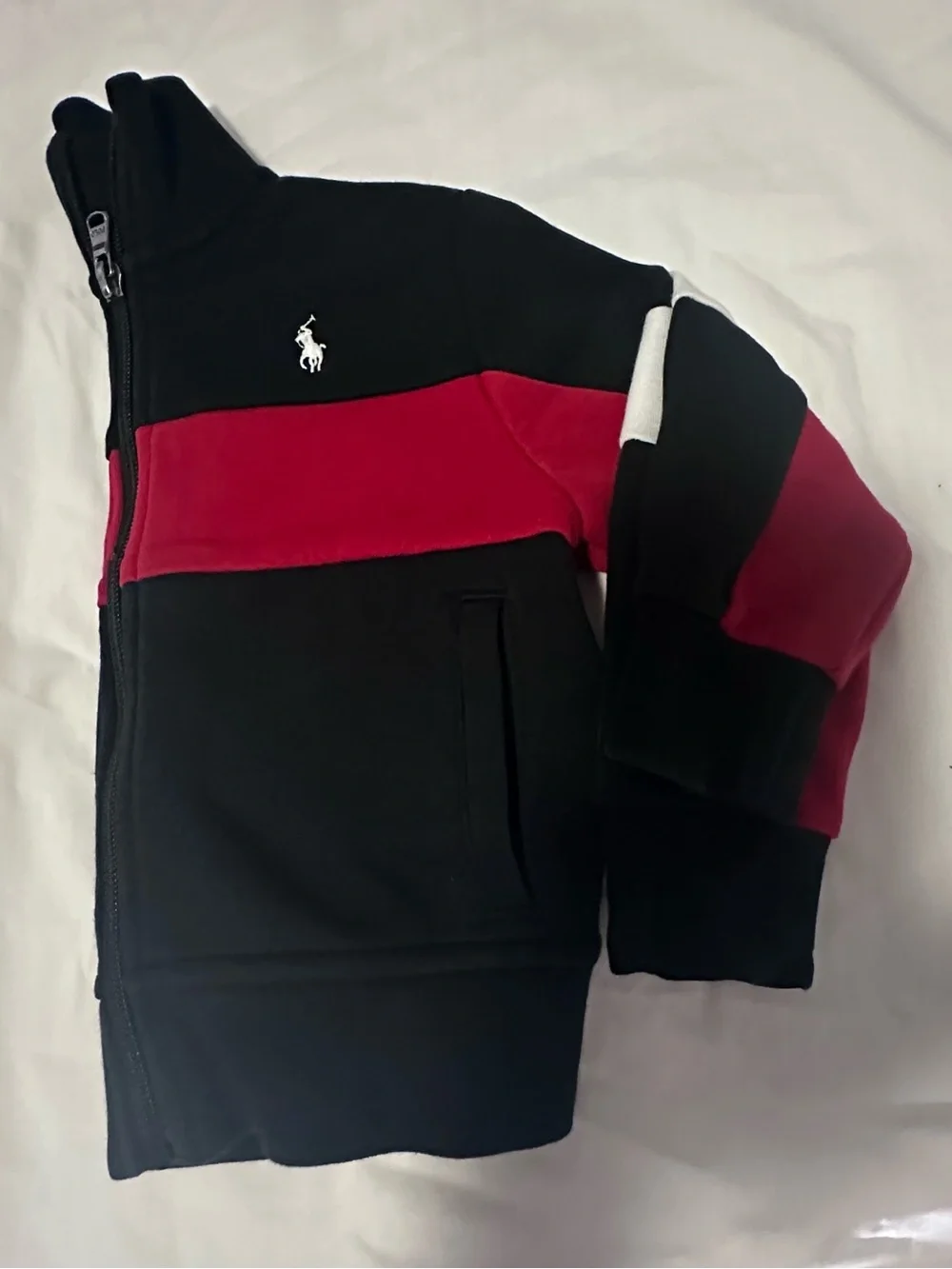 Polo by Ralph Lauren Black Jacket with Red and White Stripes